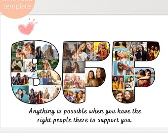 Custom BFF Photo Collage, 27 Pictures Collage Template, Personalized Gift for Bestie, Customized Photo Gift for Best Friend, Friendship Gift