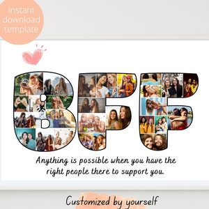 Custom BFF Photo Collage, 27 Pictures Collage Template, Personalized Gift for Bestie, Customized Photo Gift for Best Friend, Friendship Gift