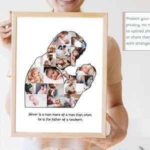 Modelo de colagem de fotos de bebê personalizado para pai, presente personalizado para novo pai, primeiro presente de Dia dos Pais da esposa, colagem de fotos do pai para impressão
