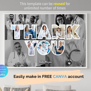 Modello di collage fotografico di ringraziamento personalizzato Regalo medico personalizzato per donne e uomini Regalo di apprezzamento per infermieri Regalo medico stampabile per il Ringraziamento