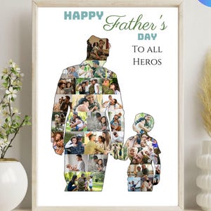 Custom Military Dad Son Photo Collage Template Personalized Daddy Gift from Son for Father&#39;s Day Gift for Soldier Dad Holding Hands Wall Art