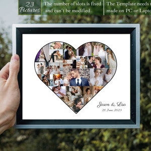 Custom Heart Collage Template Personalized Gift for Her Heart Picture Collage Valentine Gift For Boyfriend First Anniversary Gift for Wife