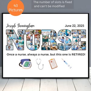 Custom Retired Nurse Photo Collage Template Personalized Gift for Nurse Retirement Nurse Gift Appreciation Gift Nurse Week Coworker Gift
