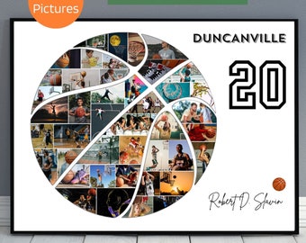 Custom Basketball Photo Collage Template Personalized Basketball Gifts Printable Basketball Coach Gift Picture Collage Senior Night Poster