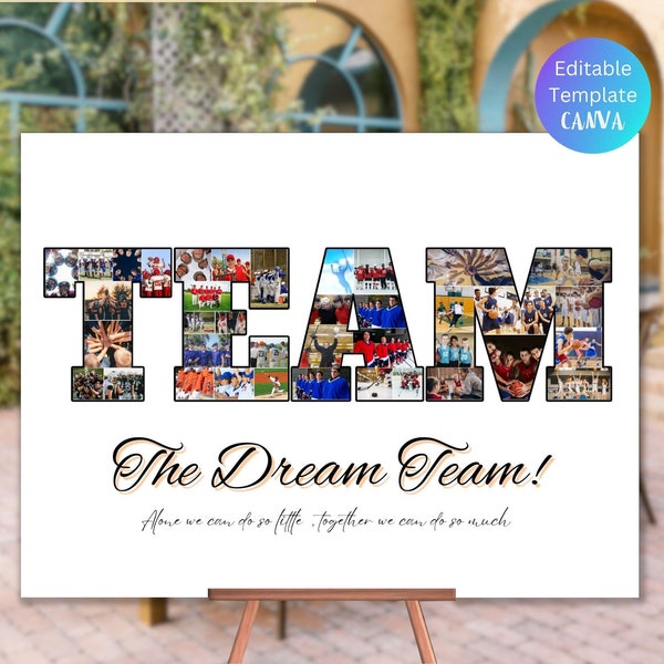 Custom Team Photo Collage Template Personalized Sport Team Collage Gift For Teammates Dream Team Gift Thank You Coach Gift Team Picture Gift