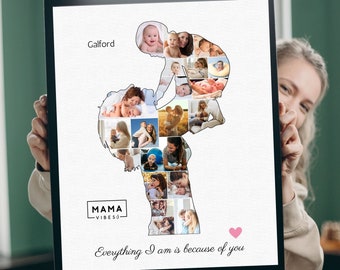 Custom Mom Baby Photo Collage Template Personalized Gift for New Mom Gift from Husband or Mother-in-Law Mother's Day Gift New Born Baby Gift
