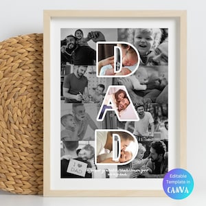 Custom DAD Photo Collage Template Personalized Father's Day Gift for DAD Birthday Printable Gift for Daddy from Daughter Son Picture Collage