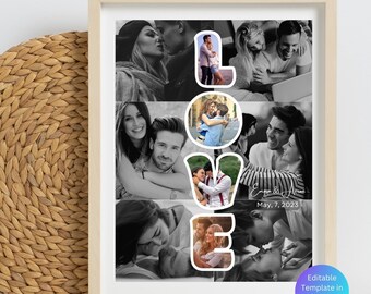 Custom Love Photo Collage Template Personalized Love Photo Gift for Boyfriend Love Gift for Him Anniversary Gift for Man Love Photo Album