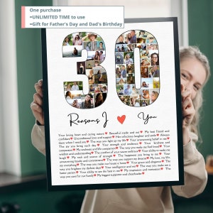 30 Reasons I Love You Editable Template 30th Birthday Gift For Her Custom Photo Collage Picture Frame Printable Gift For Girlfriend Wife