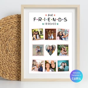 Custom Best FRIENDS Photo Collage Template Personalized Best Friend Forever Gift for Women Girl Friend Birthday Gift BFF Friendship Keepsake