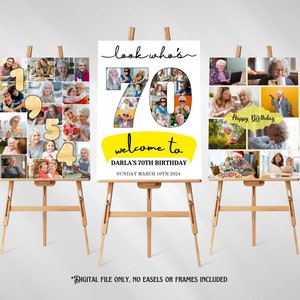 Modello di collage fotografico personalizzato per il 70° compleanno Guarda chi ha 70 anni Collage di compleanno personalizzato Poster per il 70° compleanno Cartello espositivo per il 70° compleanno