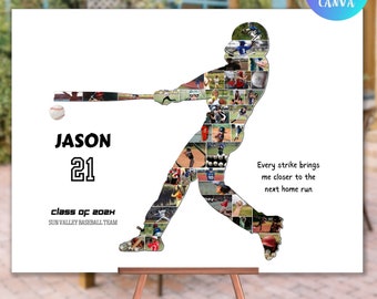 Custom Baseball Photo Collage Template Personalized Gifts for Men Baseball Collage Gift for Him Baseball Coach Gift Baseball Men Player Gift