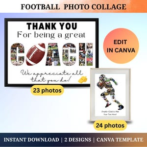 Custom Football Coach Photo Collage Personalized Thank You Coach Gift American Football Coach Template Football Player Collage Senior Gift
