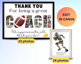 Custom Football Coach Photo Collage Personalized Thank You Coach Gift American Football Coach Template Football Player Collage Senior Gift