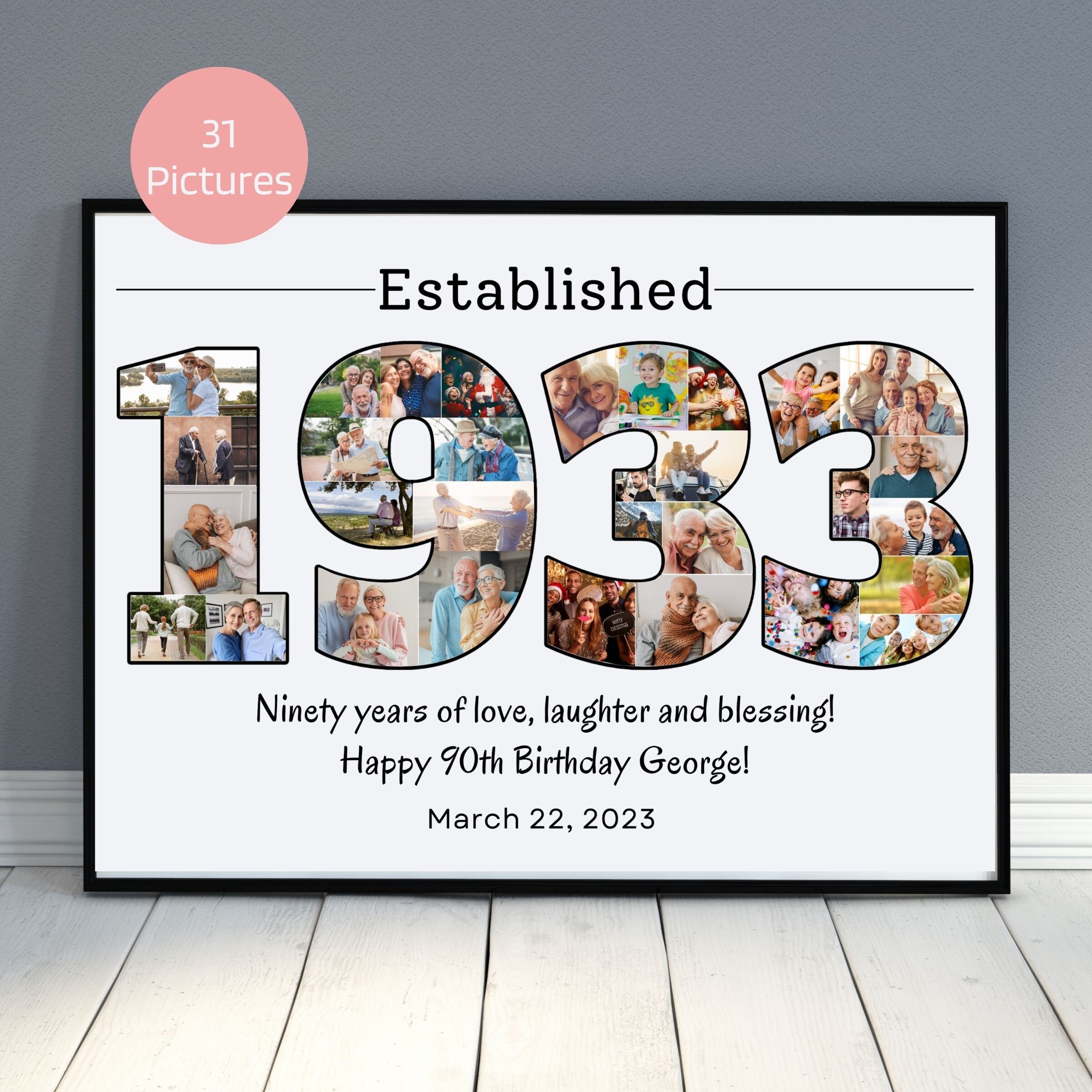 Custom 1933 Birthday Photo Collage Canva Template - Etsy Canada