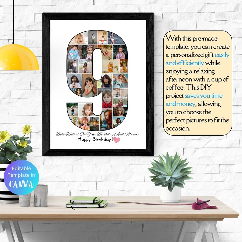 Custom 9th Birthday Photo Collage, Personalized 9th Picture Collage ...