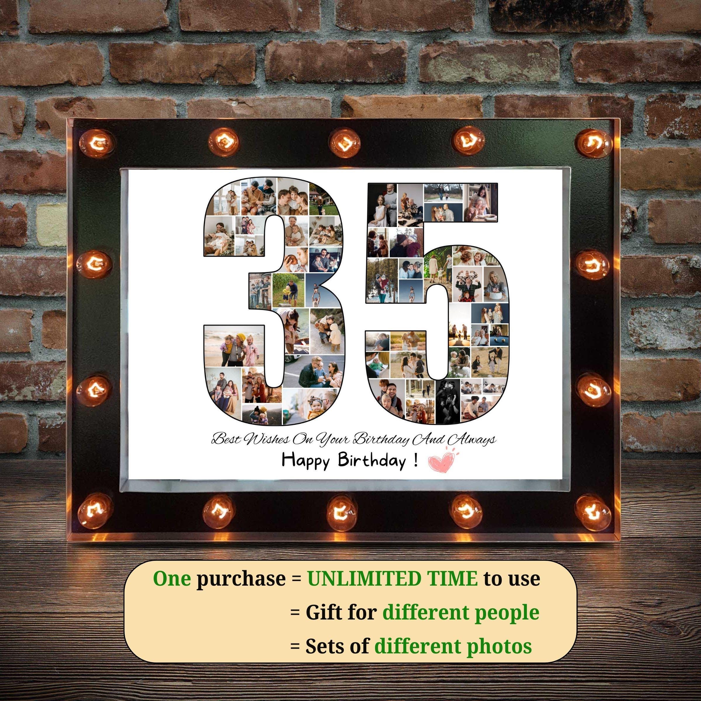 Custom 35th Birthday Photo Collage, Personalized 35th Picture Collage ...