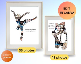 Plantilla de collage de fotos de baile personalizada, regalo personalizado para bailarina, regalo de cumpleaños de bailarina de ballet para mujer, decoración artística de baile, impresión de bailarina