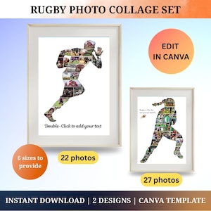 Custom Rugby Photo Collage Template Rugby lovers gift for Rugby Player Gift for Men Boy Rugby Fan Gift Female Rugby Gift Wall Art Rugby Team