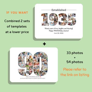 Custom 90th Photo Collage Template Personalized 90 Birthday Gift for ...