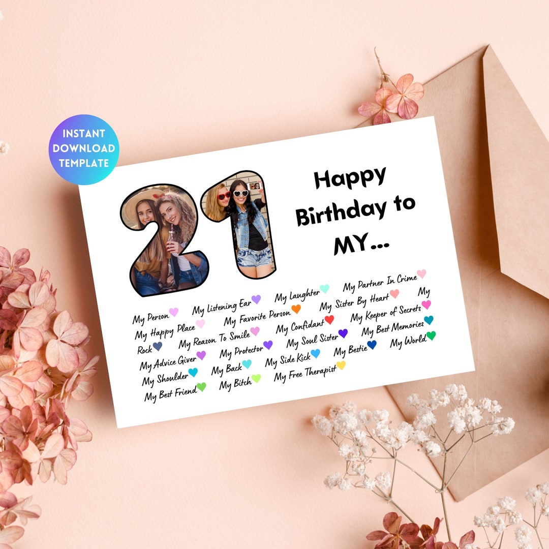 Personalized 21st Birthday Card Template Printable Happy Birthday Card