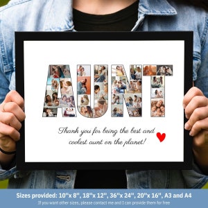28 Pictures Custom Aunt Photo Collage Printable Photo Gift for Aunt Personalized Aunt Gift from Niece Nephew Christmas Gift for Aunt Collage