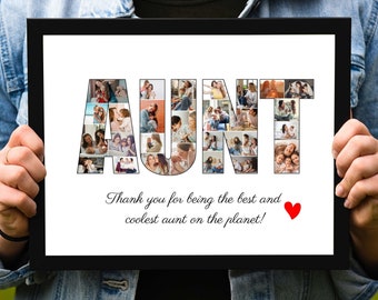 28 Pictures Custom Aunt Photo Collage Printable Photo Gift for Aunt Personalized Aunt Gift from Niece Nephew Christmas Gift for Aunt Collage