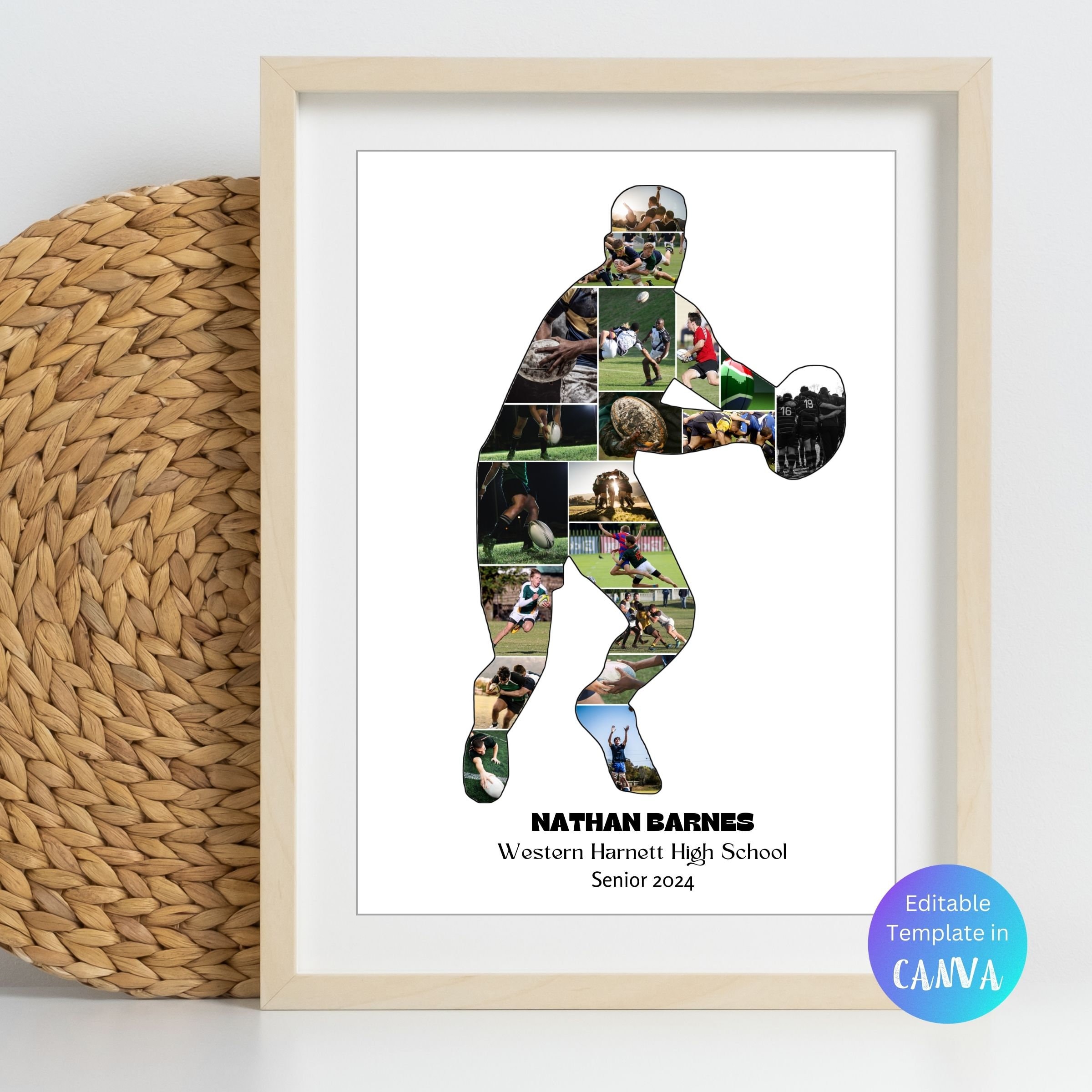 Custom Rugby Player Photo Collage Template Personalized Rugby Gift for ...