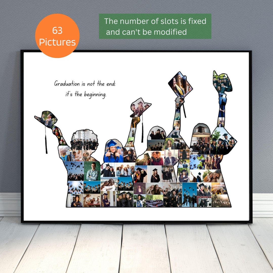 Grad Picture Collage Custom Graduation Photo Collage Class of 2026 Graduation Gift for High ...