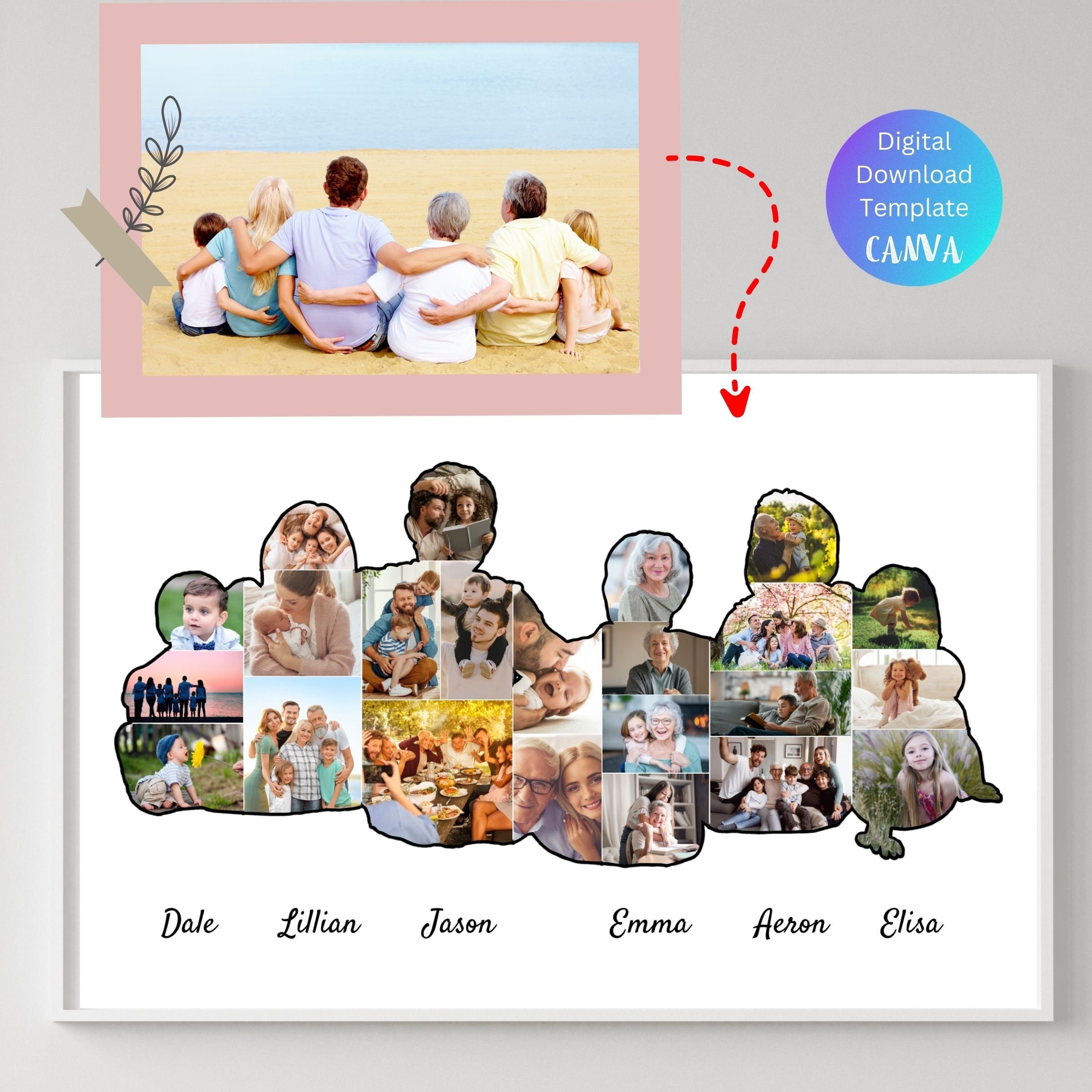 Custom Family Photo Collage Template Personalized Fathers pic