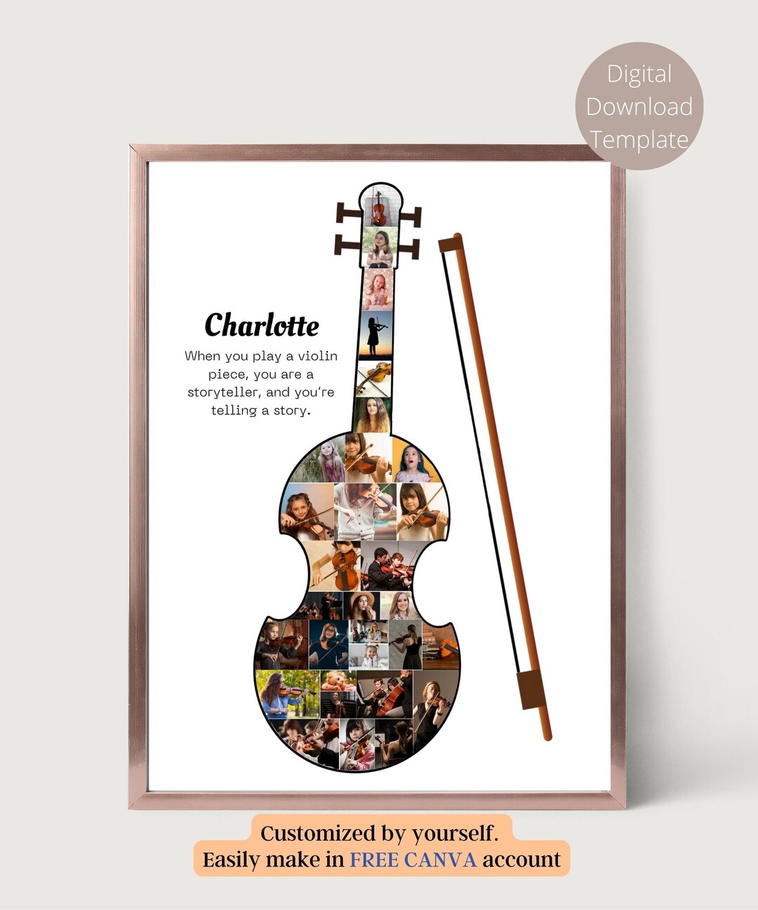 Custom Violin Photo Collage Template, Violinist Gifts, Violin Lover