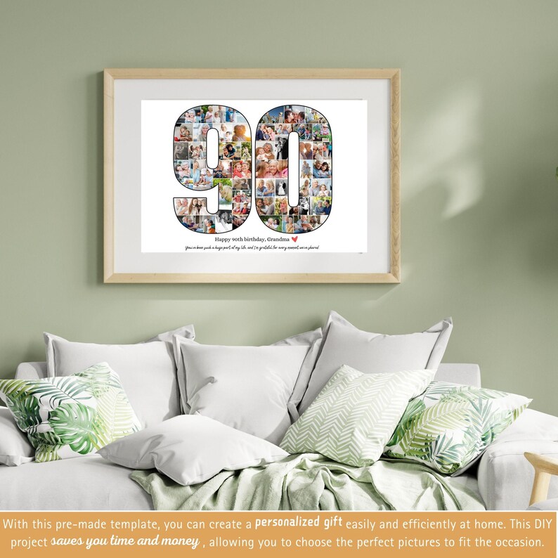Custom 90th Birthday Photo Collage Template Personalized 90th Birthday ...
