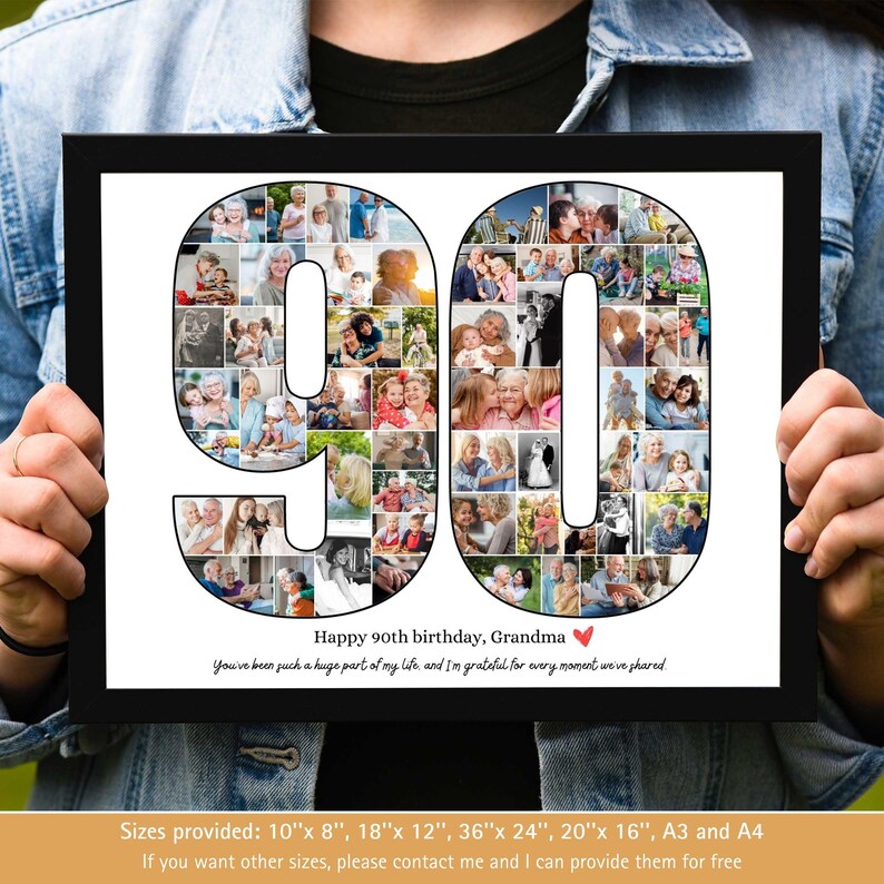 Custom 90th Birthday Photo Collage Template Personalized 90th Birthday ...