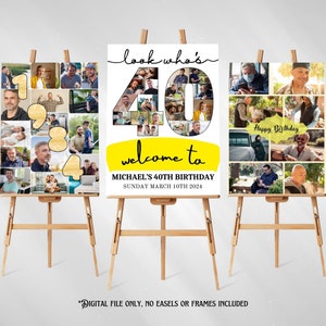 Custom Set 40th Birthday Photo Collage Template Look Who&#39;s 40 Personalized Birthday Collage 40th Birthday Poster 40th Birthday Display Sign