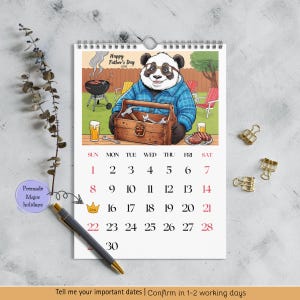 Panda Calendar 2025 Personalized Date Cute Panda Family Monthly ...