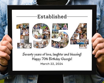 Custom 70th Birthday Photo Collage Template Personalized 1954 Picture Collage Gift for Dad Husband Printable Gift for Mom Born in 1954