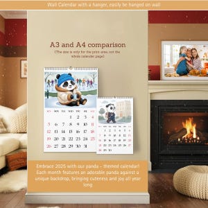 Panda Calendar 2025 Personalized Date Cute Panda Family Monthly ...