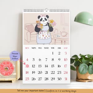 Panda Calendar 2025 Personalized Date Cute Panda Family Monthly ...