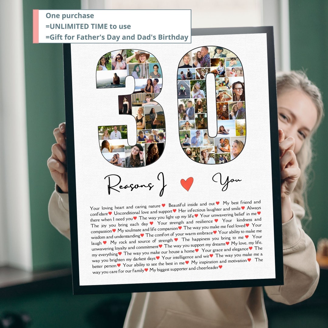 30 Reasons I Love You Editable Template 30th Birthday Gift for Her ...