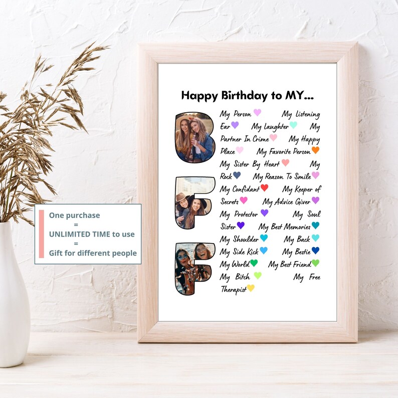 Bbf Poster Personalized Birthday Gift for BBF Photo Collage Template Printable ...