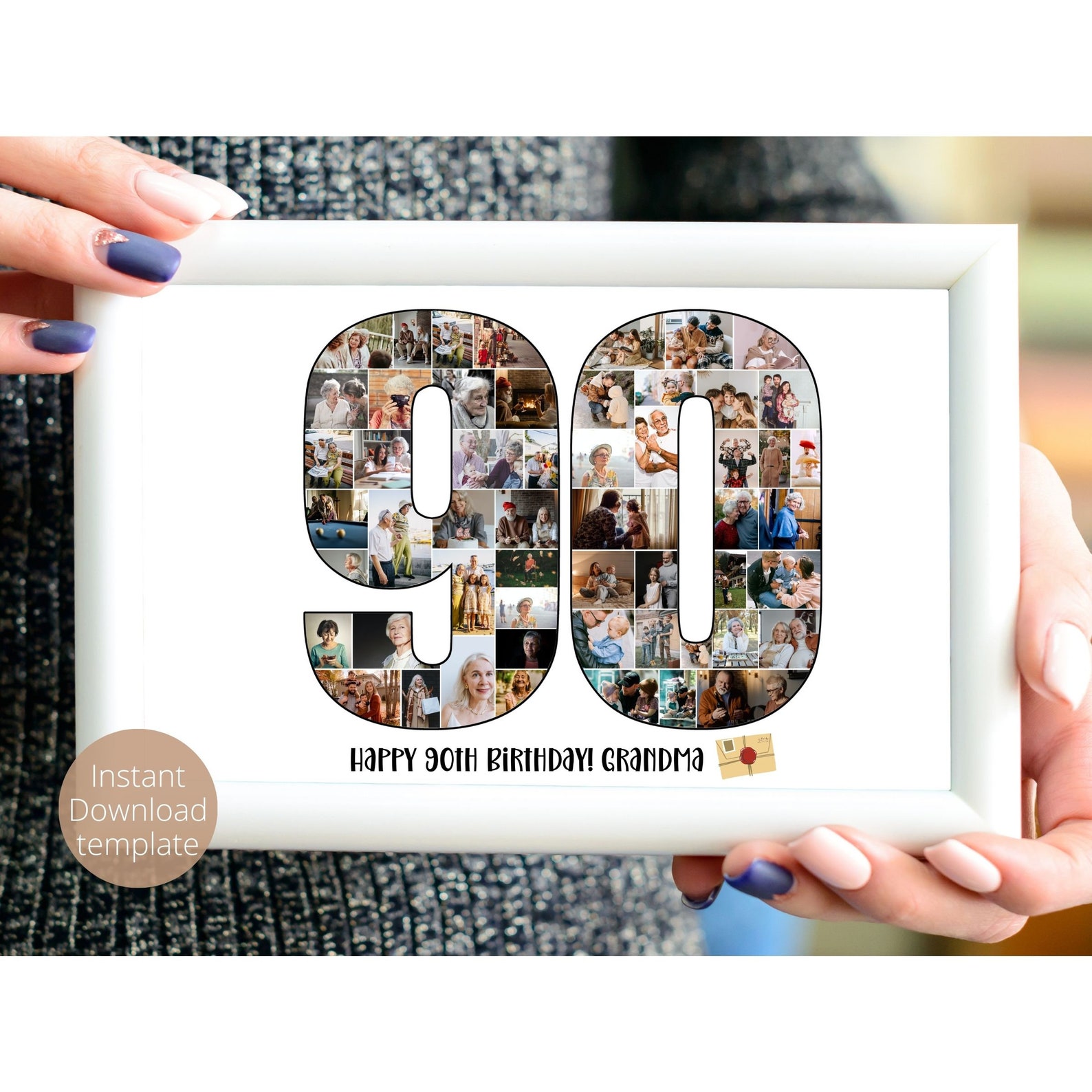 Custom 90th Photo Collage Template Personalized 90th Birthday - Etsy