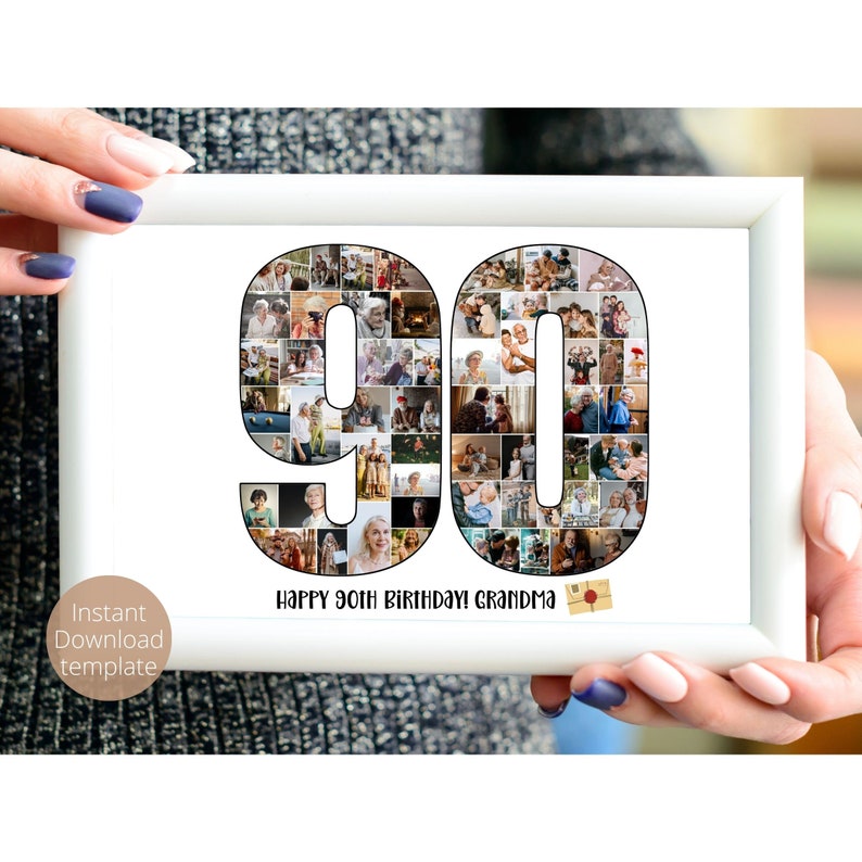 Custom 90th Photo Collage Template Personalized 90th Birthday - Etsy