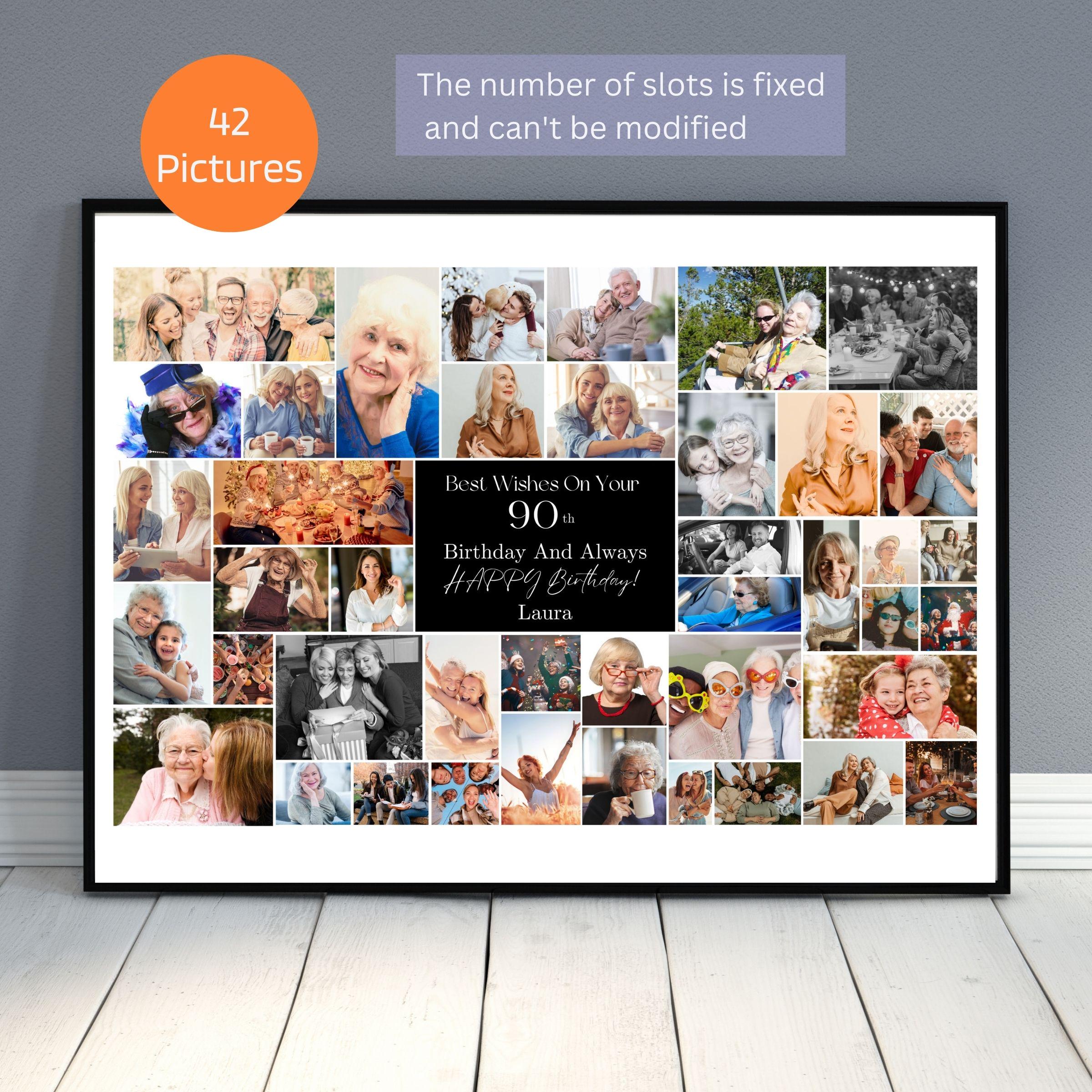 Custom 90th Birthday Photo Collage Template Personalized 90th Birthday ...