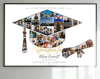 Custom Graduation Cap Photo Collage Template Personalized Graduate Photo Gift High School Grad Picture Collage Graduate Wall Decor