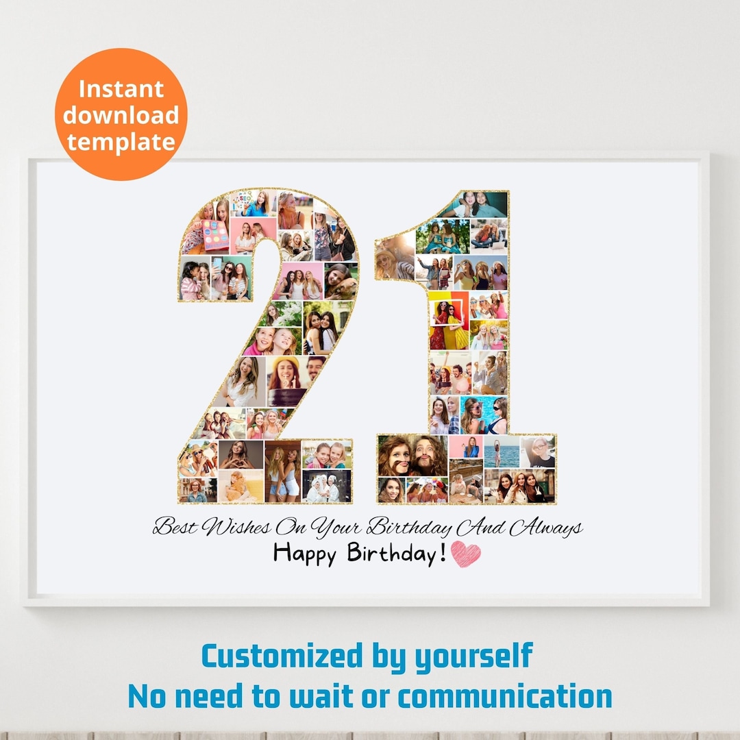 Custom 21st Birthday Photo Collage Template Personalized 21st Etsy Custom 21st Birthday Photo Collage Template Personalized 21st Etsy