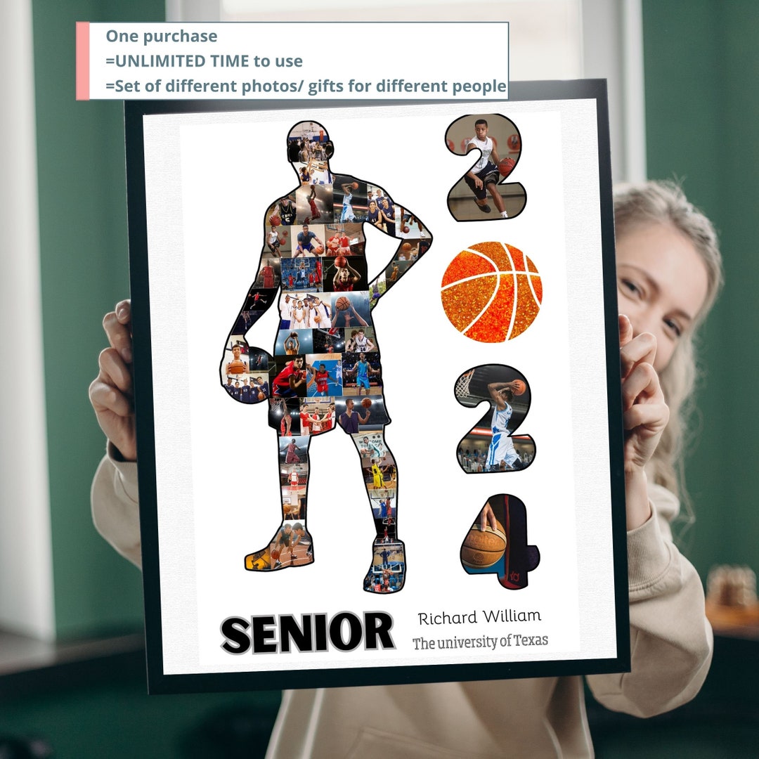 Custom Basketball Collage Template Personalized Graduation Gift Senior Custom Basketball Collage Template Personalized Graduation Gift Senior