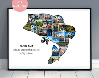 Custom Fishing Gifts for Boys Photo Collage Bass Fishing Gifts Fly