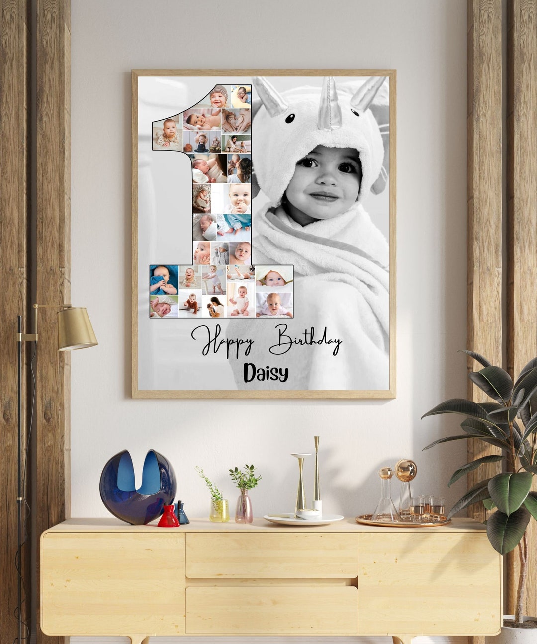 Custom 27 Photos Baby 1st Birthday Gift, Custom First Birthday Photo
