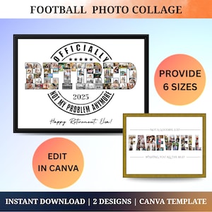 Custom Officially Retired Photo Collage Template 2025 Retirement Photo Gift Retirement Party Sign Ideas Boss Gift Farewell Photo Collage