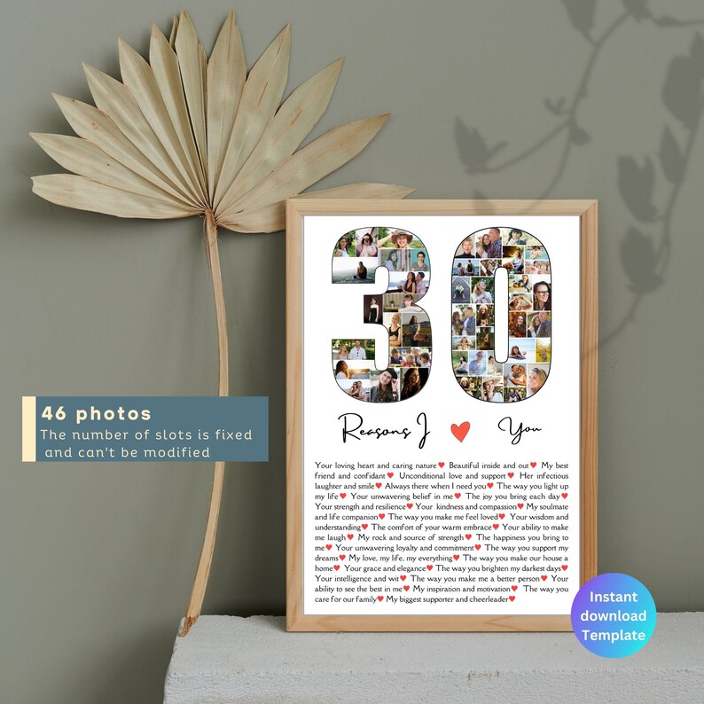 30 Reasons I Love You Editable Template 30th Birthday Gift for Her ...